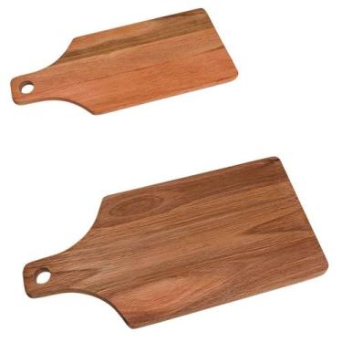 Imagem de Kit 2 Tábua carne 34x14,5 e 40x19 Cm com cabo de pau madeira - Edal