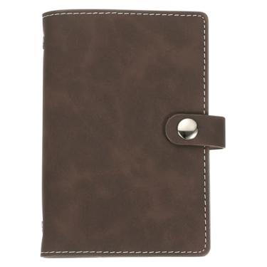 Imagem de PATIKIL A7 Capa de fichário de couro PU, 6 anéis, protetor de fichário de folhas soltas, capa redonda para fichário recarregável para reuniões, photocard, pasta de caderno, orçamento, marrom escuro