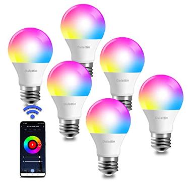 Imagem de Dalattin Tuya Lâmpada de LED inteligente, RGBWW WiFi, lâmpada que muda de cor, lâmpadas inteligentes que funcionam com Alexa e Google Assistant, lâmpada Alexa A19 E26 RGB, 9W (equivalente a 60W) 800 lúmens, pacote com 6