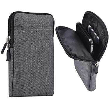 Imagem de QBYVQQN Coldre masculino para cinto de cintura para celular, impermeável, com zíper, transversal, para smartphone, bolsa carteiro, carteira, bolsa tiracolo, Cinza, 6.9 INCH