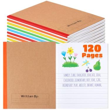 Imagem de Henoyso 10 cadernos de composição primária de 120 páginas, diários primários de 24 x 19 cm para crianças, escrita à mão e desenho, história, caderno de prática para pré-escola, pré-escolar, séries