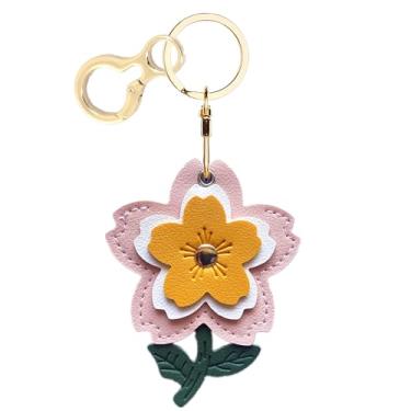 Imagem de Capa de couro compatível com AirTag, linda capa protetora para Apple Air Tag com anel de chaveiro, antiarranhões, rastreador GPS para chaves, bolsa, animais de estimação (flor D)