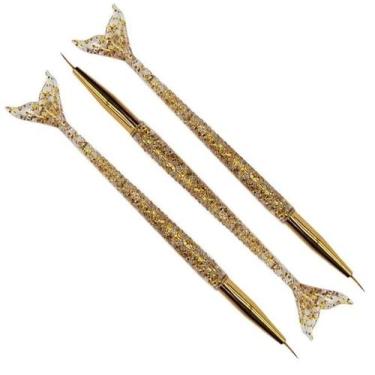 Imagem de Kit 03 pinceis fino para decoraçao de unhas cabo sereia - REAL LOVE