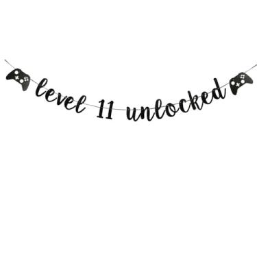 Imagem de KUNGOON Faixa de aniversário desbloqueada de nível 11 de videogame, faixa de aniversário de 11 anos de jogador, decoração de festa vencedora de nível de jogo, jogo de 11º aniversário para meninos ou