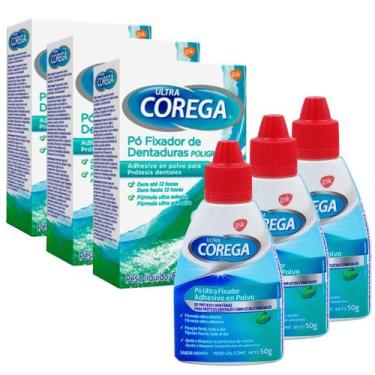 Imagem de 3 Fixador Dentaduras Ultra Corega Pó 50g 12hrs Melhor Preço - GSK 