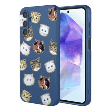 Imagem de HTXWXJC Capa de telefone para Galaxy A55, capa para Samsung A55 SM-A556 à prova de choque flexível bumper TPU capa macia padrão gato capa de telefone para Samsung Galaxy A55 gato azul