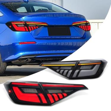 Imagem de Luzes traseiras de LED compatíveis com Honda Civic Sedan 2022-2024, lanternas traseiras Civic de 11ª geração com sequencial DRL N dinâmico, fumê