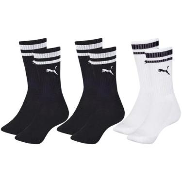 Imagem de Kit com 3 Pares de Meias Esportiva Listrada Modelo Cano Longo Puma Spo