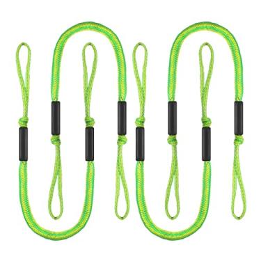 Imagem de Pacote com 4 linhas de doca elástica para barco com flutuadores de espuma e laço para ancoragem temporária rápida – Cordas elásticas de amarração de 1,2 m para pontão, barco Jon e vasos pequenos