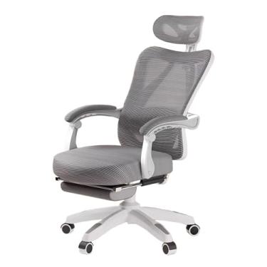Imagem de Lzyjckh Cadeira de escritório de malha com apoio para os pés Cadeira de escritório ergonômica Cadeira executiva para escritório em casa Cadeira de tarefas giratória para casa, escritório,Gray