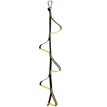 Imagem de LFUTARI Auxílio de escalada de 5 passos, corda leve, alça de elevação para pé Etrier ajustável para trabalho de resgate de escalada na altura, escada de natação para veleiro