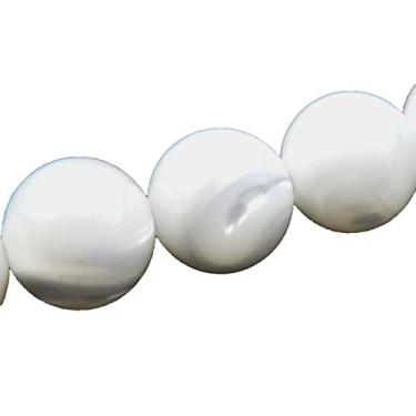 Imagem de Malahill Contas de pedra preciosa para fabricação de joias, vendidas por saco, 5 fios internos, contas brancas de concha de trompete de 10 mm