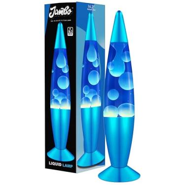Imagem de Jambo Lâmpada líquida bonita de 40,6 cm - base azul, líquido azul, cera branca, luz noturna, decoração de casa, sala de estar, escritório, quarto, lâmpada para adultos, adolescentes e crianças