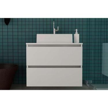 Imagem de Bancada De Banheiro Suspenso Bn3607 2 Gavetas Cor Branco - Tecno Mobili