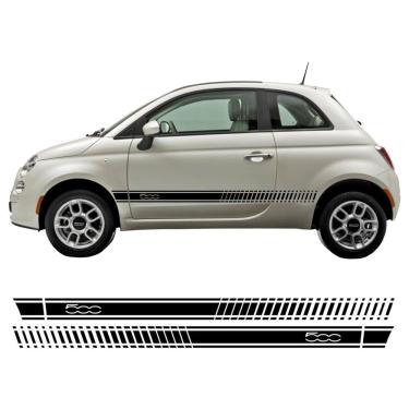 Imagem de Faixa Adesivo Fiat 500 2009-2017 Lateral Preto Decorativo Cor Preto