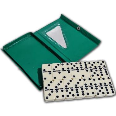 Imagem de Jogo Profissional Dominó Melanina 28 Peças 6mm Com Estojo Verde