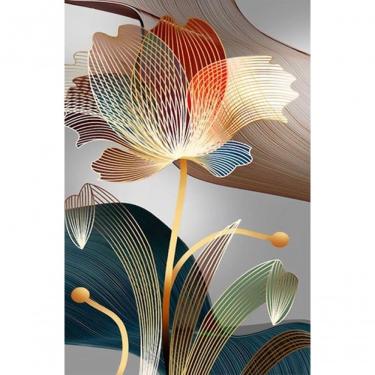 Imagem de Quadro Decorativo Floral Moderno Tela Em Canvas Na Vertical Para Sala Quarto E Hall (100x70 Cm)
