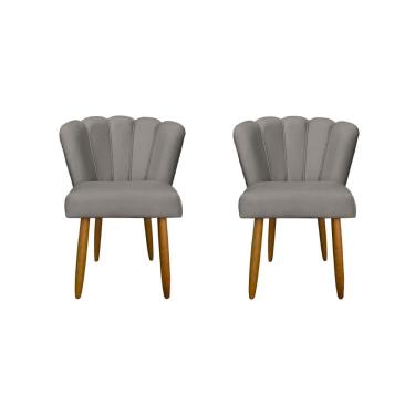 Imagem de Kit 02 Cadeiras Para Mesa De Jantar Flor Pés Palito Balaqui Decor Capuccino