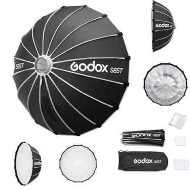 Imagem de Godox Softbox GODOX S85T 85 cm/33,5 pol. Guarda-chuva de liberação rápida, suporte Bowens com difusores frontais e internos removíveis para fotografia, transmissão ao vivo e viagens