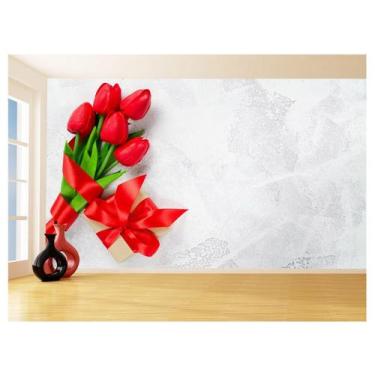 Imagem de Papel De Parede Flores Rosas Vermelhas Pétala 3,5M Nfl271 - Você Decor