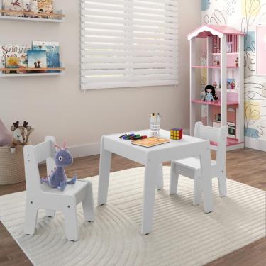 Imagem de Conjunto De Mesa Infantil Com 2 Cadeiras Mdf Helena Branco Brilho