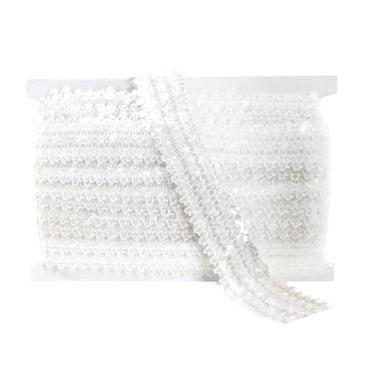 Imagem de Mandala Crafts Acabamento de fita elástica de lantejoulas - Acabamento elástico de lantejoulas transparentes de 2,5 cm para costura - Faixa de lantejoulas elásticas metálicas de 10 metros de tecido