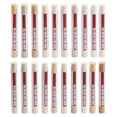 Imagem de Uxney Bastões de enchimento de madeira, giz de cera de reparo de madeira de 20 cores, marcadores de móveis de madeira para retoque para reparar arranhões, amassados, rachaduras e furos em pisos de