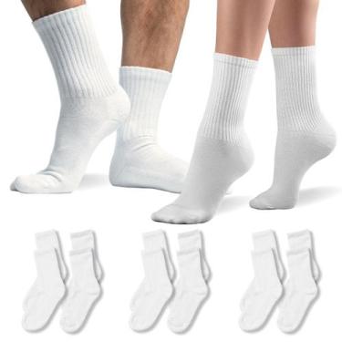 Imagem de Kit 6 Pares Meia Cano Longo Branca Unissex Fitness - Genérico, Branco,