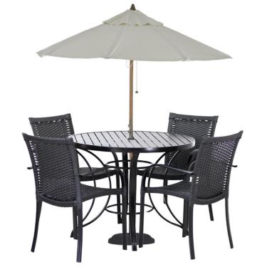 Imagem de Conjunto De 4 Cadeiras Ascoli E Mesa Com Ombrelone Preto