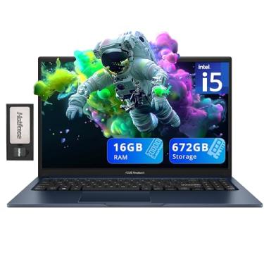 Imagem de ASUS Laptop empresarial Vivobook 15, tela FHD de 15,6 polegadas, Intel i5-1235U, 16 GB de RAM, 672 GB de armazenamento (SSD de 512 GB + conjunto de estação de ancoragem de 160 GB), gráficos Intel Iris