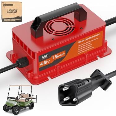 Imagem de 10L0L Carregador de carrinho de golfe de 15 Amp 48 volts para Yamaha G29 Drive & Drive 2, carregador de bateria de carrinho de golfe inteligente, baterias de chumbo-ácido, proteção de desligamento