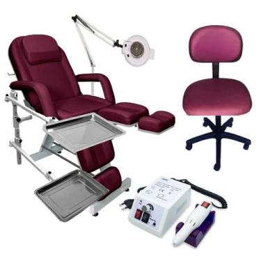 Imagem de Kit Cadeira Móveis De Podologia Bandejas Exaustor Mocho Fiscomed