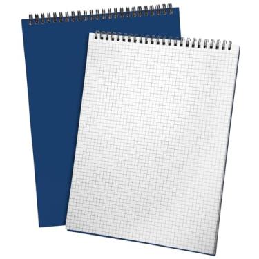 Imagem de Engrowtic Pacote com 2 cadernos espirais superiores de papel quadriculado A4 de 20 x 28 cm, bloco de notas de 70 folhas para escrever em engenharia, esboços, materiais escolares de escritório (azul