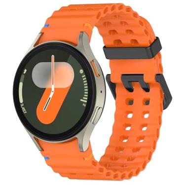 Imagem de Sodhad Pulseira marinha para Galaxy Watch 7 6 5 4 Orange1 (fecho preto)