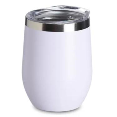 Imagem de Copo Térmico Inox Cuia 360ml, Parede Dupla, Tampa Antivazamento, Conservação 12h, Diversas Cores (Branco)