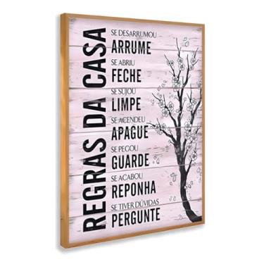 Imagem de Quadro Decorativo Regras da Casa Frases Organizadoras Parede Divertida Criativa Entrada Corredor Família Com Moldura