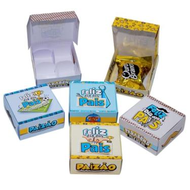 Imagem de Kit com 15 caixinhas Dia dos Pais para doces e lembrancinhas Pegue e Monte (Xadrez Marrom)