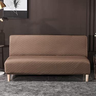 Imagem de Capa De Sofá-cama Futon Jacquard Stretch Sem Braços Cor Sólida Forma Caber Engrossar Capa De Futon All-inclusive Capa De Futon À Prova De Poeira Antiderrapante Capa, Red, 160—190cm