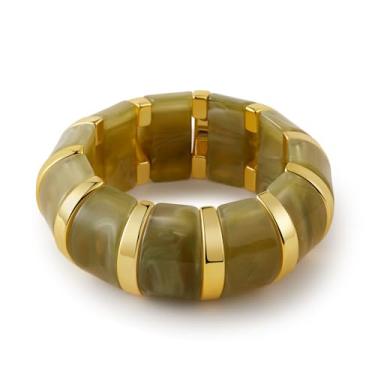 Imagem de NOVYRA Pulseiras femininas grossas de acrílico empilháveis coloridas de resina elástica joias modernas para mulheres, unified, Liga metálica, Sem Pedra Preciosa