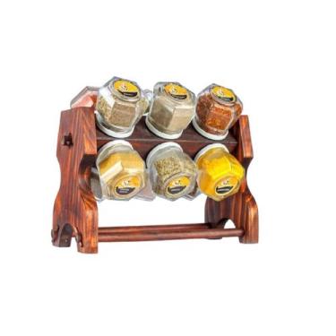 Imagem de Porta Temperos Giratorio Madeira c/ 12 potes - LaCasa