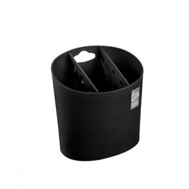 Imagem de Escorredor De Talheres Oval Basic 13,8 X 10,5 X 14,4 Cm Preto Coza