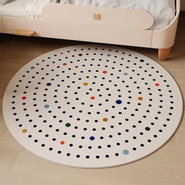 Imagem de Tapetes para sala de estar, tapetes grossos de cabeceira, decoração fofa e redonda para quarto, tapete macio e fofo (200x200 cm/C)