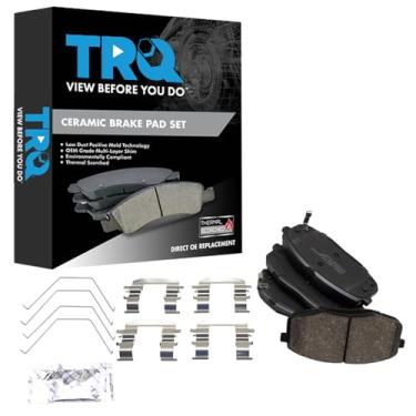 Imagem de TRQ Kit de pastilhas de freio de cerâmica frontal compatível com Hyundai Elantra GT/Kia 2019 Forte 2018-2020 / Hyundai Kona 2018-2020 / Kia Soul 2014-2018