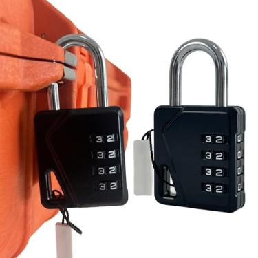 Imagem de Pacote com 2 fechaduras, fechaduras de viagem com etiqueta gravável, cadeado de 4 dígitos sem chave para bagagem, armário, academia, mochila, portão de quintal, ferrolho, estojo, interior, exterior, à