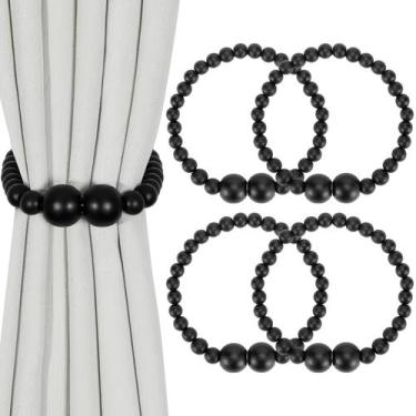 Imagem de Cortain Tiebacks KLOGTSIND Wood Bead Magnetic, pacote com 4