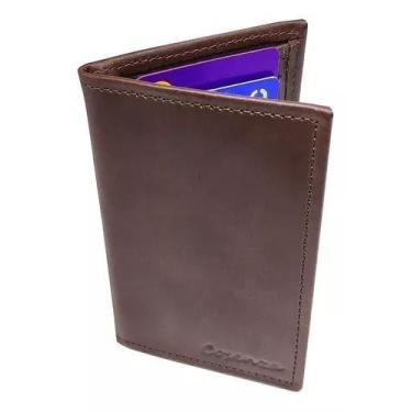 Imagem de Carteira Porta Cartão Masculina Couro Legitimo RG CNH - Cosenza, Café,