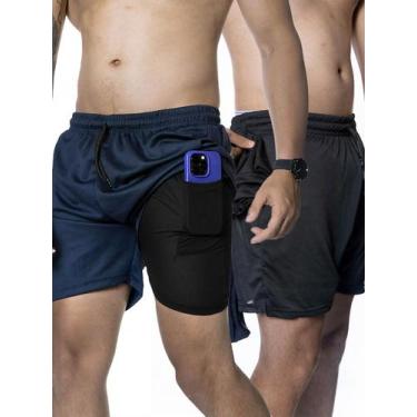 Imagem de Kit 2 Bermuda Short fit Masculina Academia Corrida c/ Compressão Elast