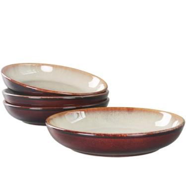 Imagem de jinsongdafa Tigelas de massa de cerâmica de 335 g, pratos de salada, para servir sopa, macarrão, jantar, conjunto de 4 tigelas grandes de cozinha, seguro para micro-ondas, aplicar em ambientes