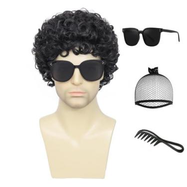 Imagem de Peruca Cariniss Afro Short Black Masculina Fantasia Rocker