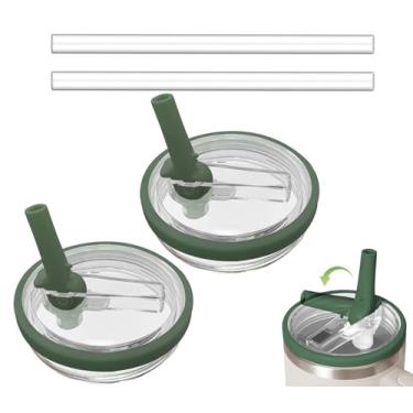 Imagem de Pacote com 2 tampas de canudo de 850 g compatíveis com Stanley Quencher, substituição de tampa à prova de vazamento para Stanley H2.0 FlowState Tumbler Stanley H2.0 FlowState, reutilizável à prova de